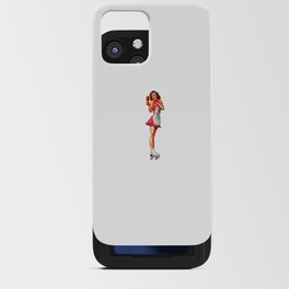 Sexy Brunette Pin Up With Icecream Skates And Maid Dress iPhone Card Case