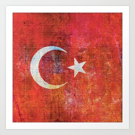 Turkey Flag In Grunge Style Art Print