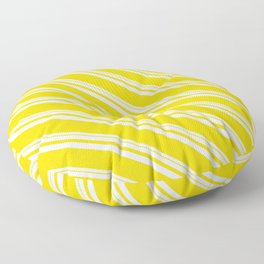[ Thumbnail: Mint Cream & Yellow Colored Striped Pattern Floor Pillow ]