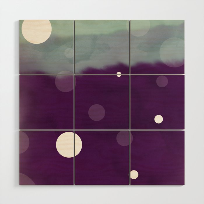 Purple/Two Tone Vintage Turquoise Watercolor w/ White Spots Wood Wall Art