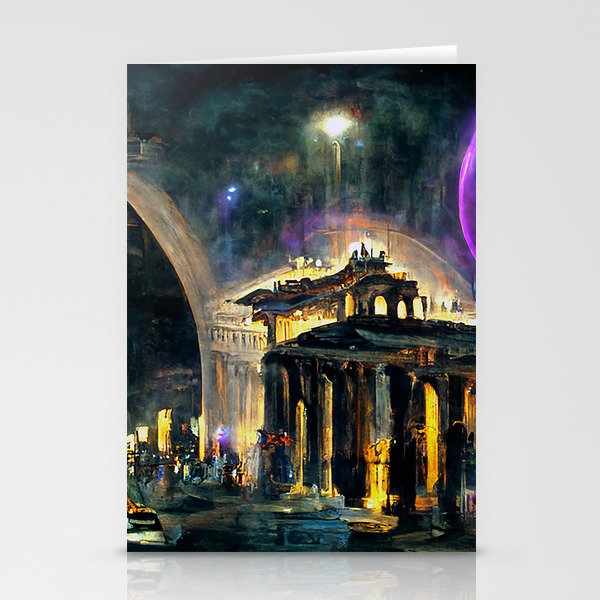 Ancient Future Rome at Night 2522AD Stationery Cards