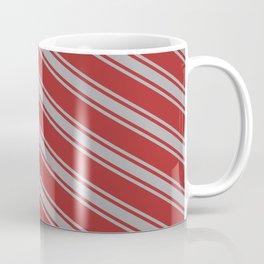 [ Thumbnail: Brown & Dark Gray Colored Lined/Striped Pattern Coffee Mug ]