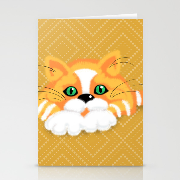 Cute Fluffy Ginger And White Cat Stationery Cards By K9printart