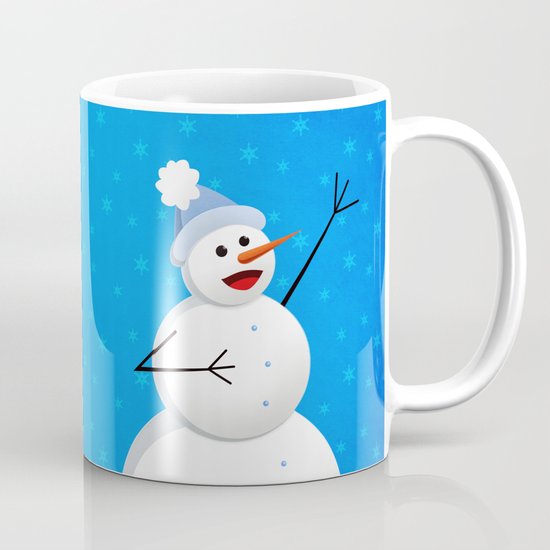 Blue Happy Singing Snowman Mug