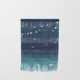 Garlands of stars, watercolor teal ocean Wall Hanging