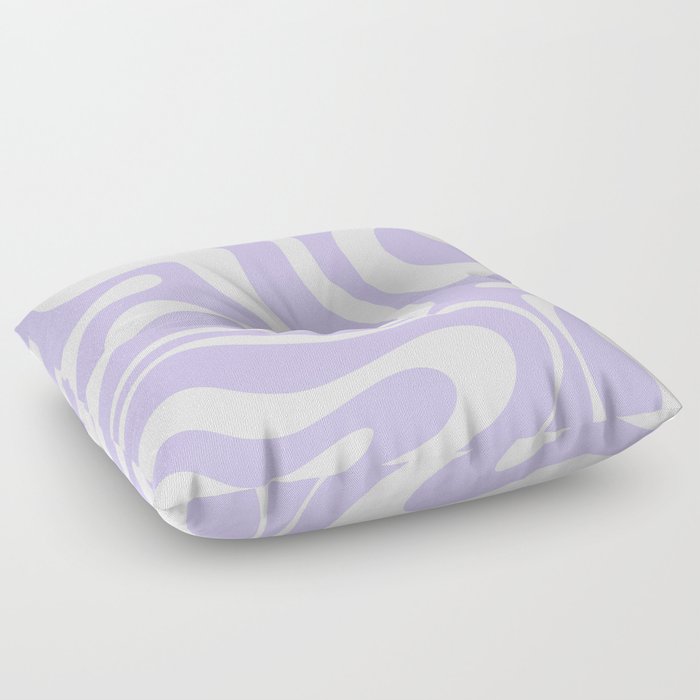 Retro Modern Liquid Swirl Abstract Pattern in Light Purple and White Floor Pillow