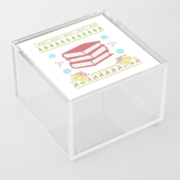 Books Christmas Ugly Sweater Design Librarian Bookworm Acrylic Box