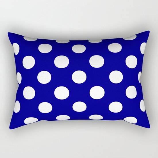 Polka Dots (White/Navy Blue) Rectangular Pillow