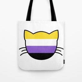 Non-Binary Flag Cat Tote Bag