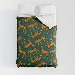 Tigers (Dark Green and Marigold) Comforter