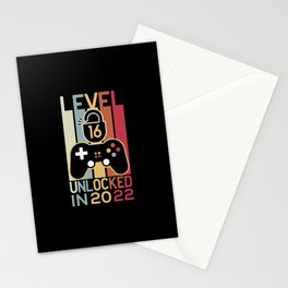 Level 16 unlocked in 2022 gamer 16th birthday gift Stationery Card