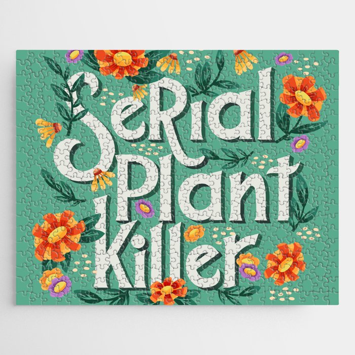 Serial plant killer lettering illustration with flowers and plants