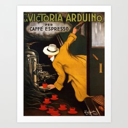 Coffee Vintage Poster-La Victoria Arduino Caffe Expresso Italy - Advertising / Coffee Vintage Poster Art Print