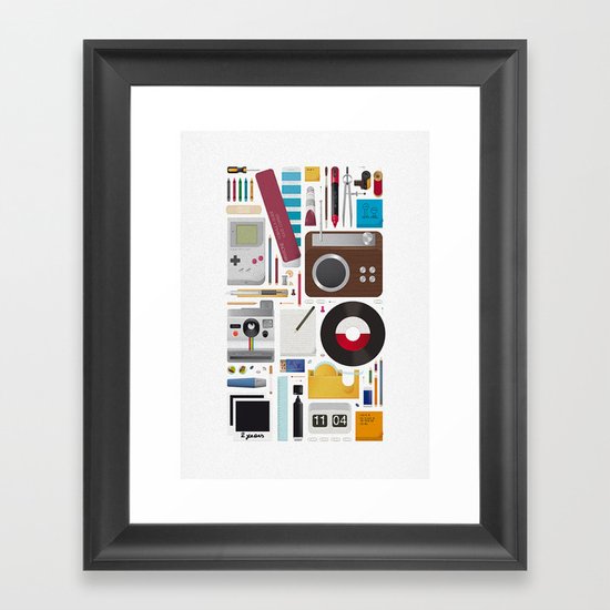 Stuff (white background) Framed Art Print