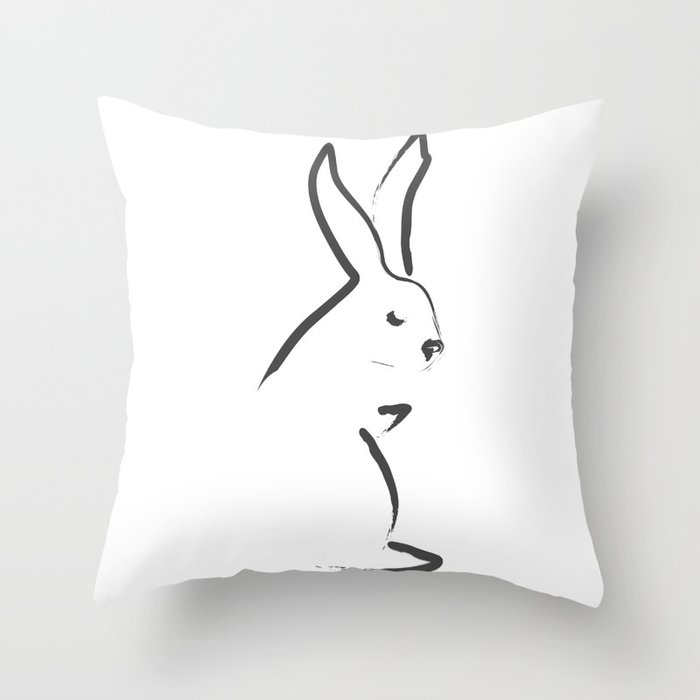 Zen Snow Bunny Throw Pillow