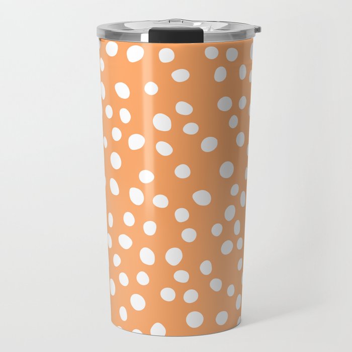 Orange and white doodle dots Travel Mug
