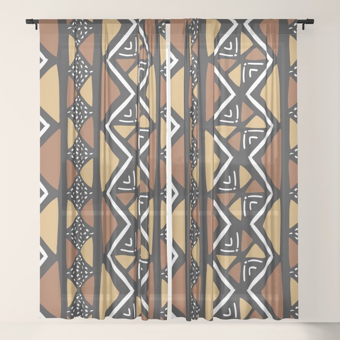 African Mud Cloth Mali Sheer Curtain By Hellcom Society6