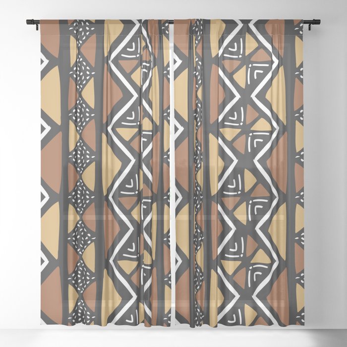 African mud cloth Mali Sheer Curtain