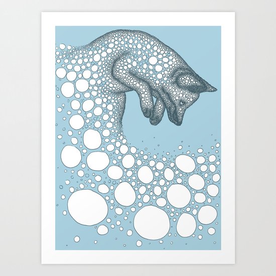 Jumping fox Art Print