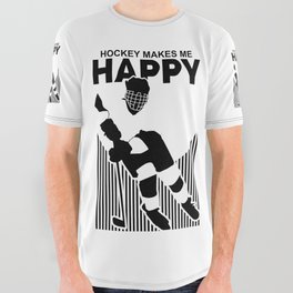 Hockey Makes Me Happy All Over Graphic Tee