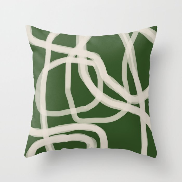 Calming Green + Lines Throw Pillow