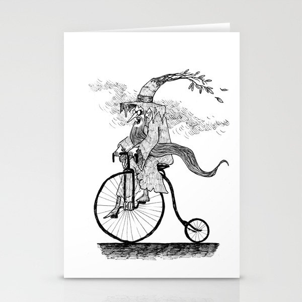 Forest Wizard on a Bike Stationery Cards