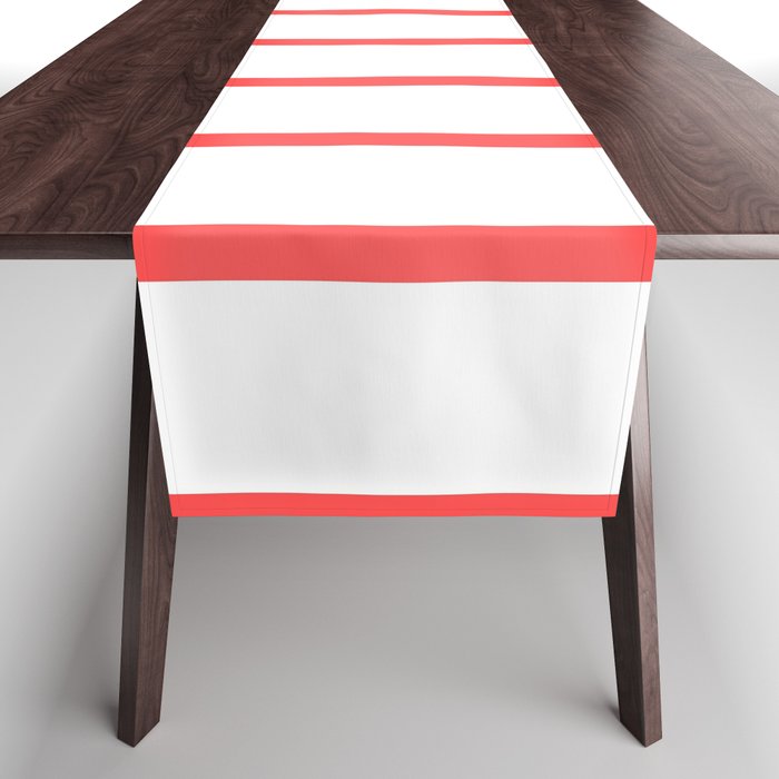 Vertical Lines (Red & White Pattern) Table Runner