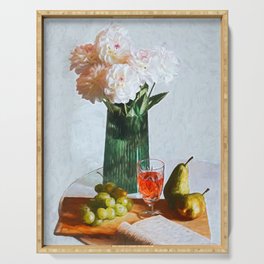 Still Life with Peonies Serving Tray