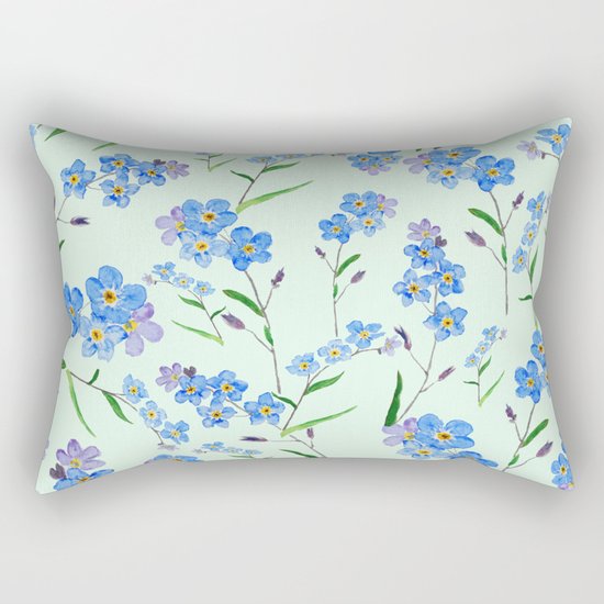 forget me not in green background Rectangular Pillow