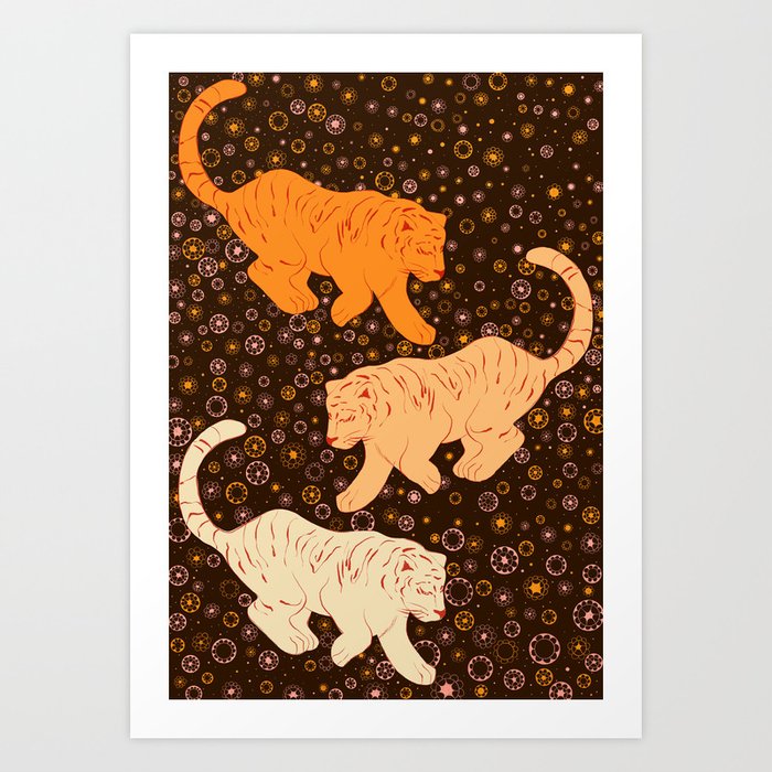 Tigers in a meadow  Art Print