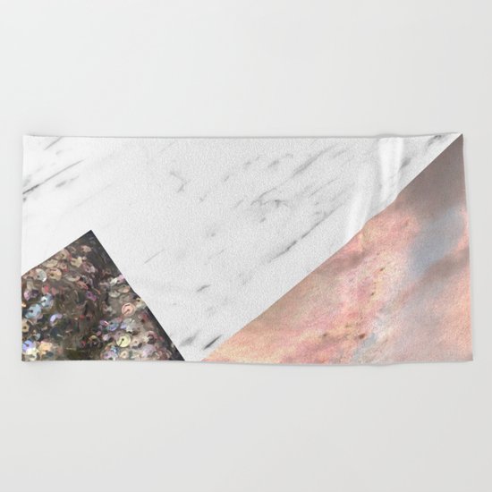 Marble with sequins and mother of pearl Beach Towel