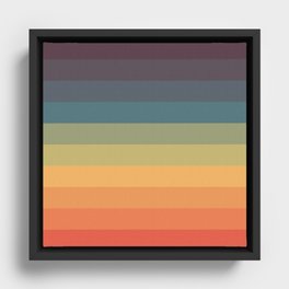 Colorful Retro Striped Rainbow Framed Canvas