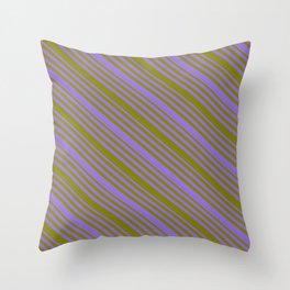 [ Thumbnail: Purple & Green Colored Lines/Stripes Pattern Throw Pillow ]