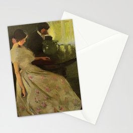 The Tiff, romantic portrait painting by Florence Carlyle  Stationery Card