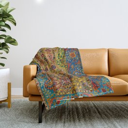 Hereke Vintage Persian Silk Rug Print Throw Blanket