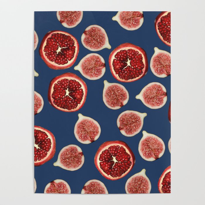 Figs - Pomegranate - blue Poster