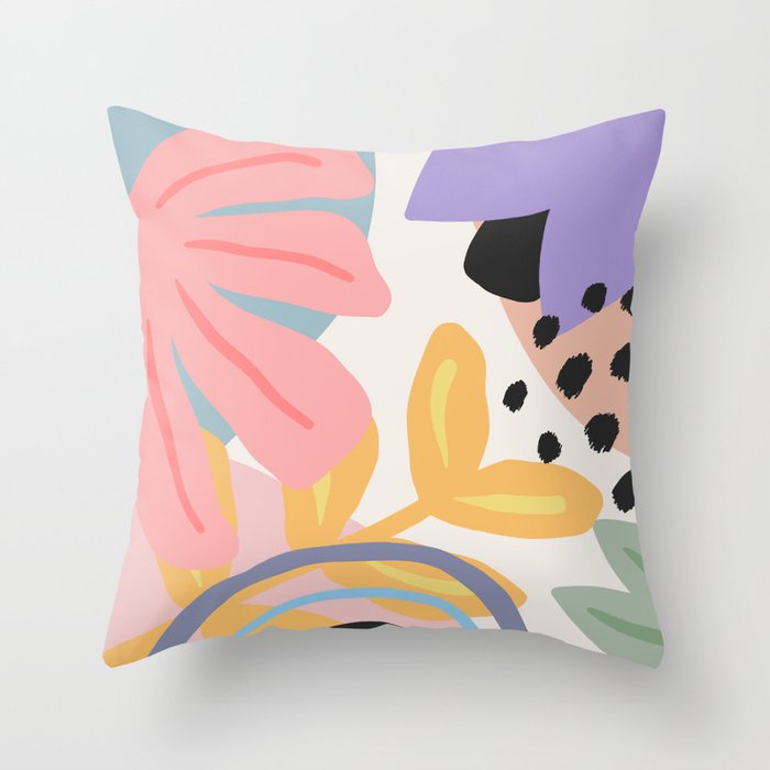Flower Market Madrid Pastel Edition Throw Pillow