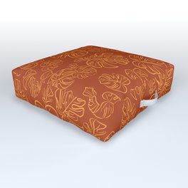 Monstera Jungle Golden Leaves Marigold Yellow & Rust palette_vector drawing  Outdoor Floor Cushion
