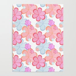 pink flower power pattern Poster