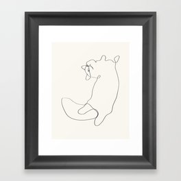 Continuous Cat (floral white) Framed Art Print