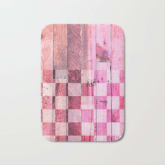 Vintage pink checkered planks Bath Mat