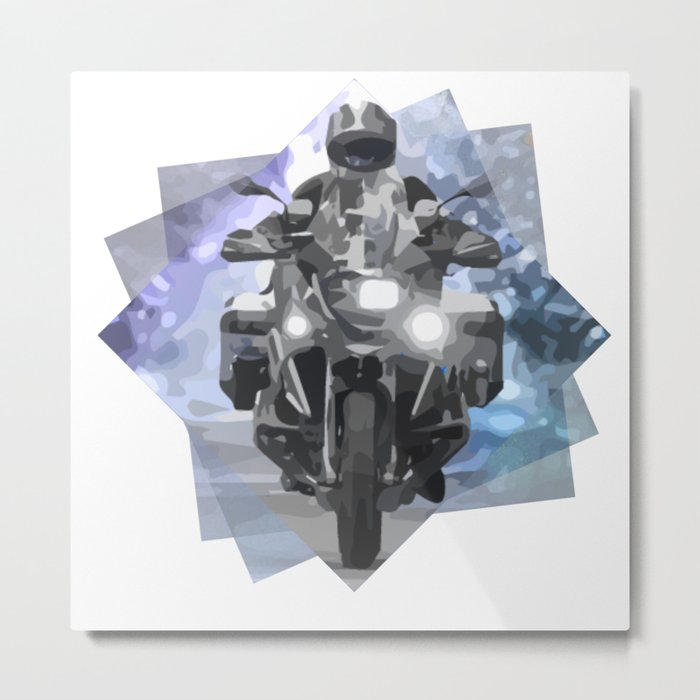 Adventure motorcycle painting style  Metal Print