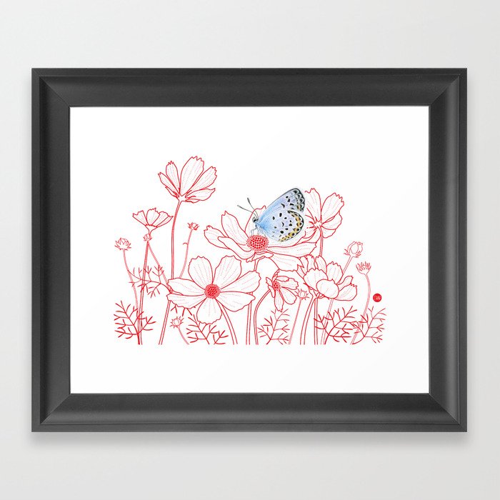 Cosmos and Butterfly Framed Art Print