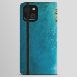 Tropical Palm Tree Beach, Sea Waves iPhone Wallet Case