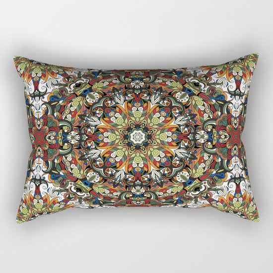 Boho Geometric Mandela Pattern 1 Rectangular Pillow