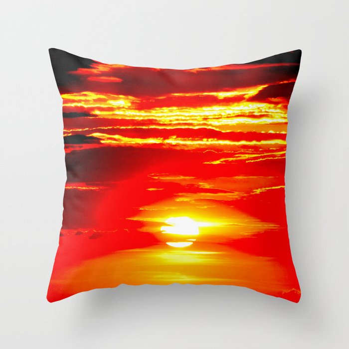 Sunset Bright Orange Sky Throw Pillow