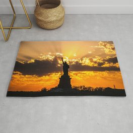 Statue of Liberty sunset in New York Harbor Rug