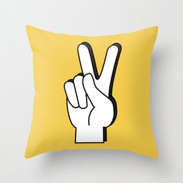 Peace Sign yellow Throw Pillow