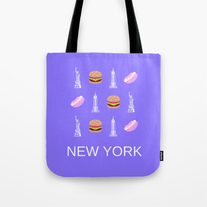 New York Retro Art Decor Vacations Modern Decor Boho Purple Lilac Tote Bag