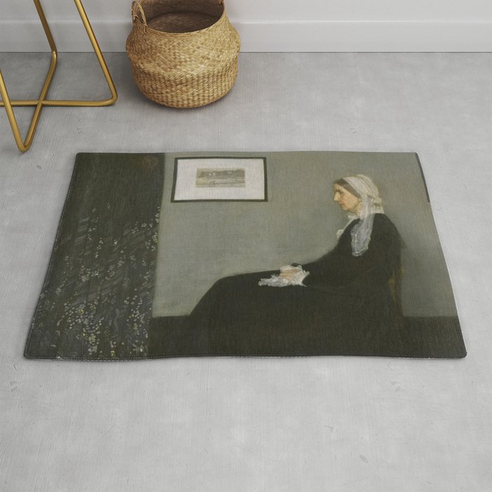 Whistlers Mother Oil Painting By James Mcneill Whistler Rug By